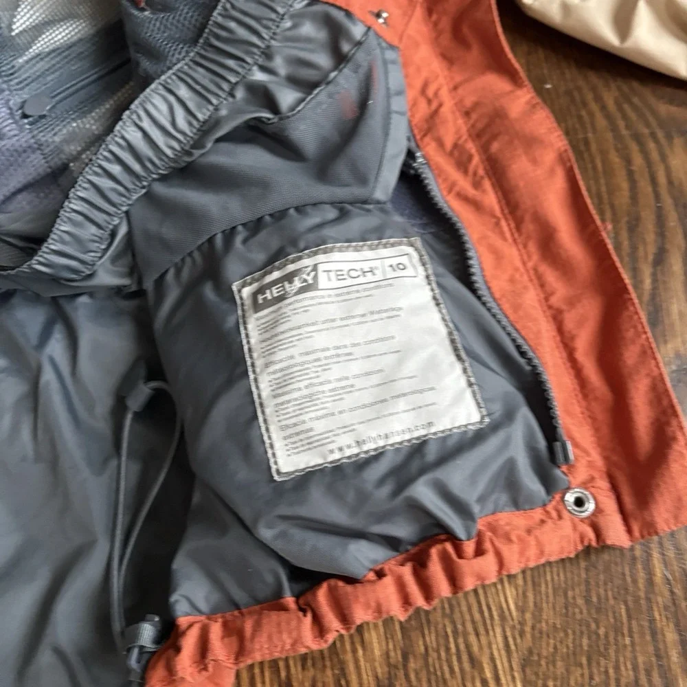 Helly Hansen Ski Jacket Mens XS Helly Tech Colorblock Waterproof Hooded Orange